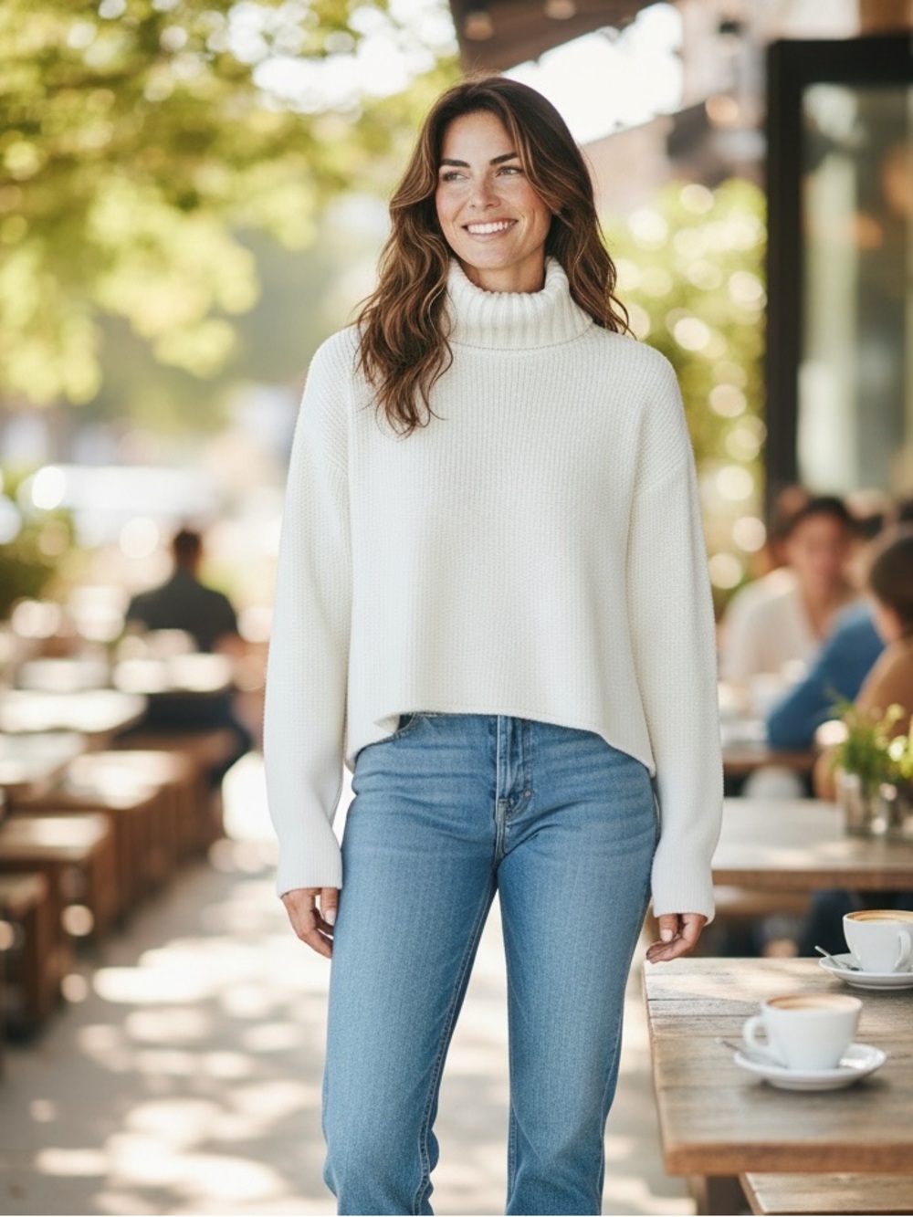 Ter Et Bantine Off White Turtleneck Swing Wool Sweater size 42